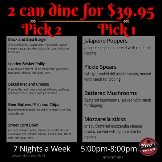 Mike's Bar & Grill Sunday Special